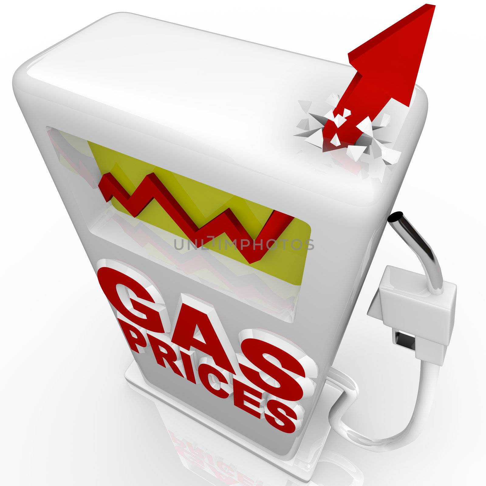 Gas Prices - Arrow Rising at Gasoline Pump by iQoncept
