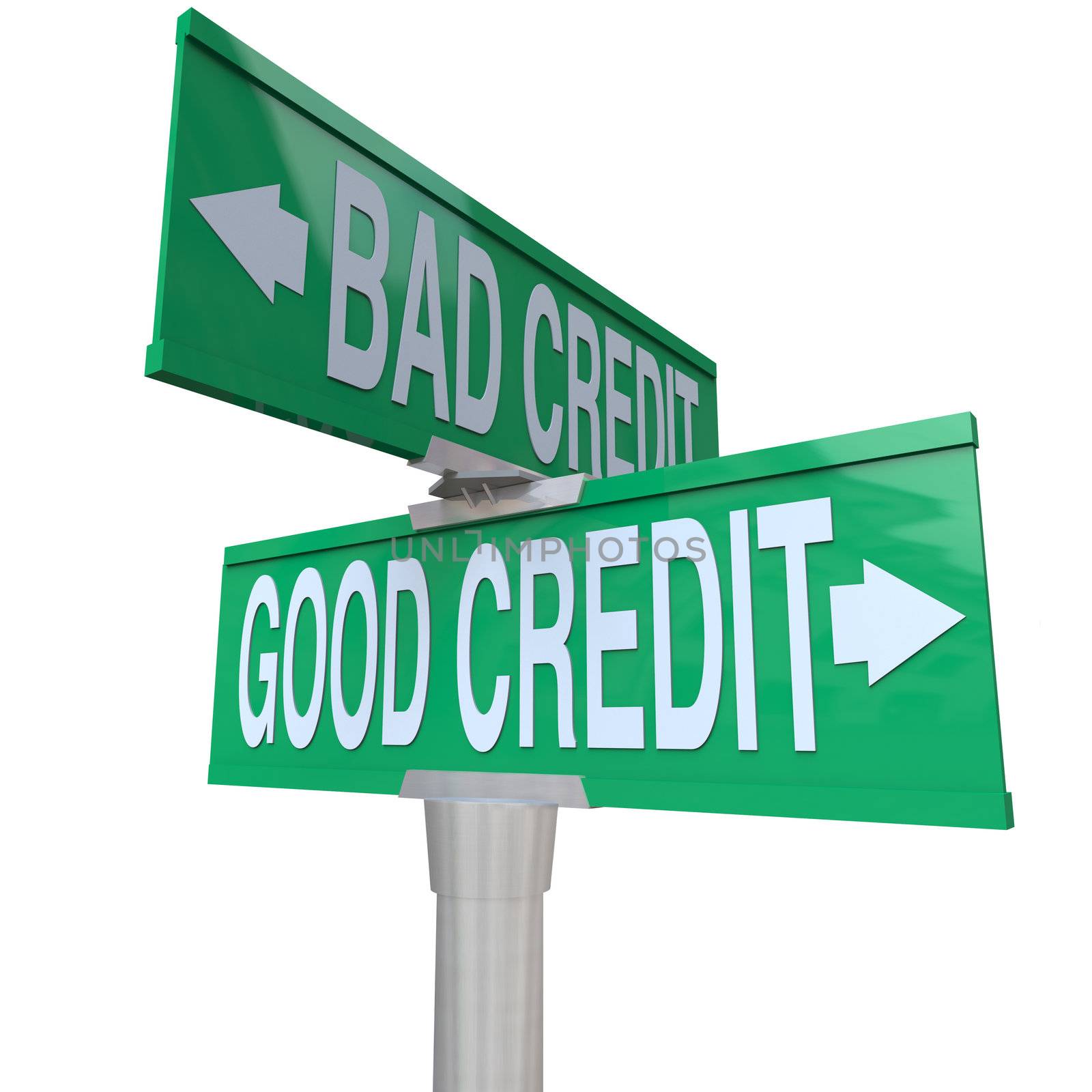 Good vs Bad Credit - Two-Way Street Sign by iQoncept