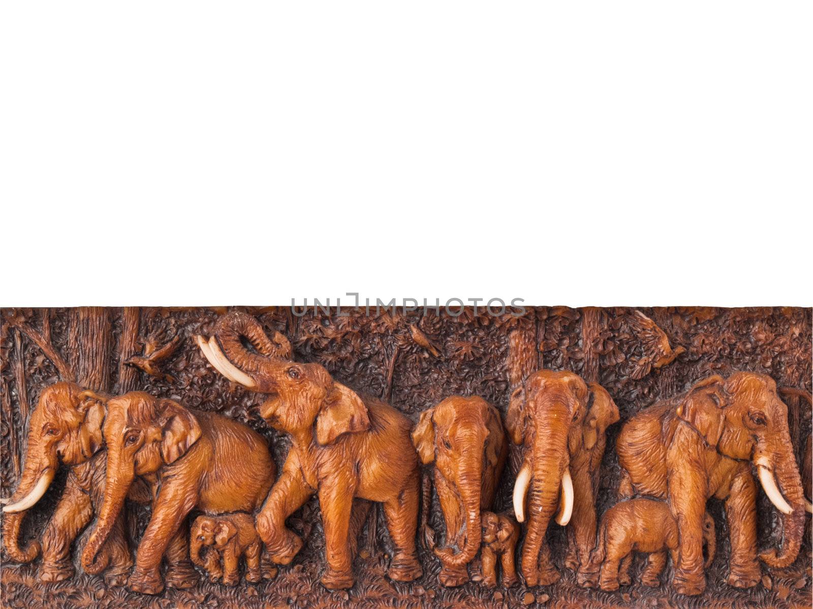 elephants engrave on wood by FrameAngel