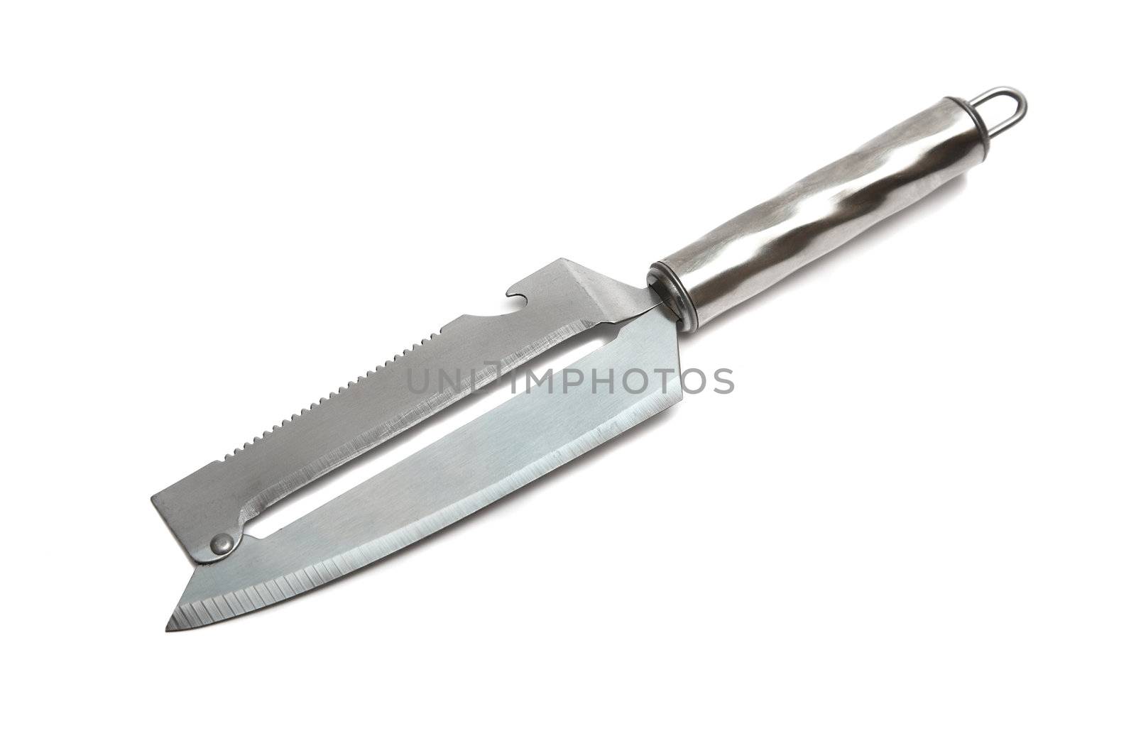 Knife for are sharp meat and cheese on a white background