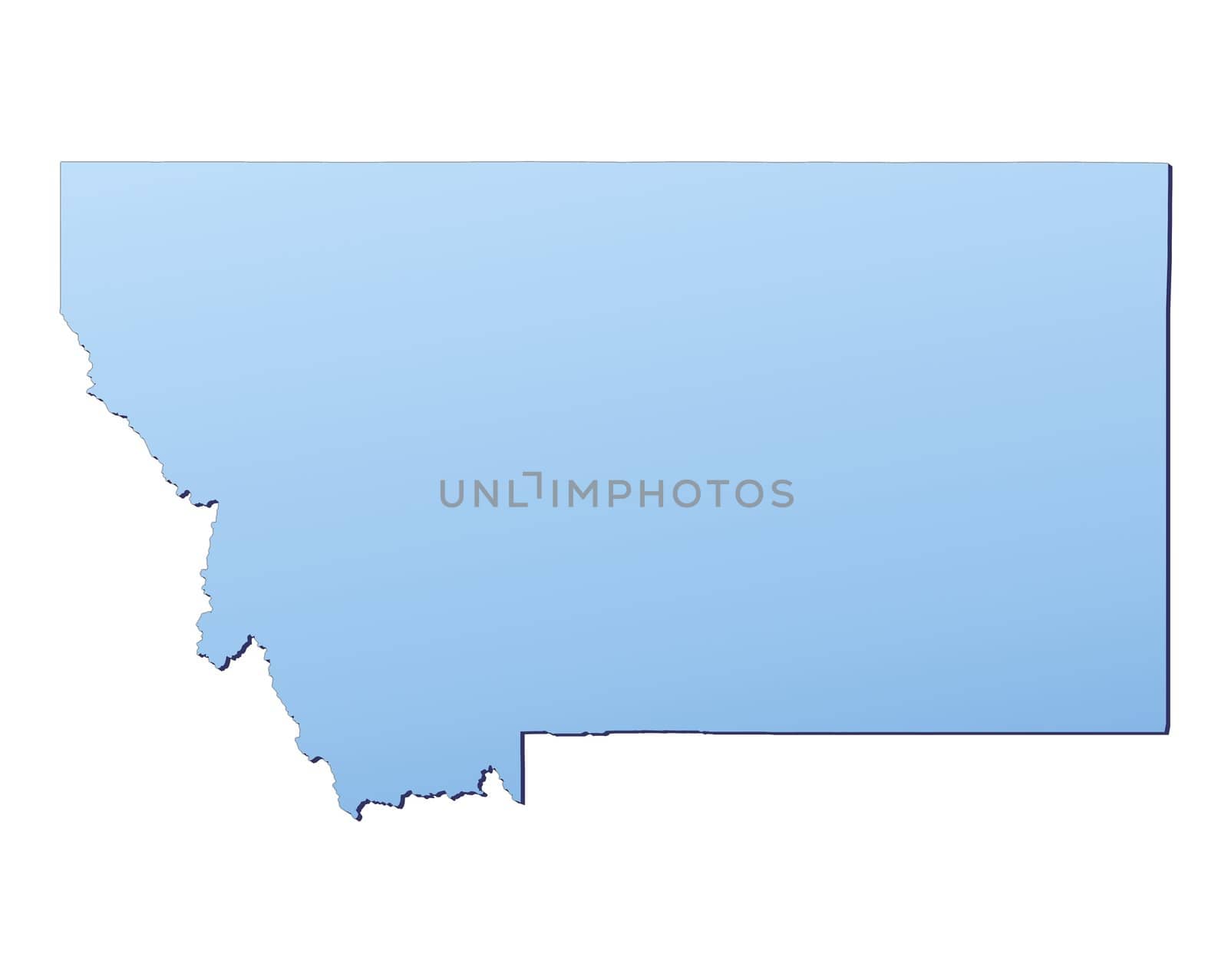 Montana(USA) map filled with light blue gradient. High resolution. Mercator projection.