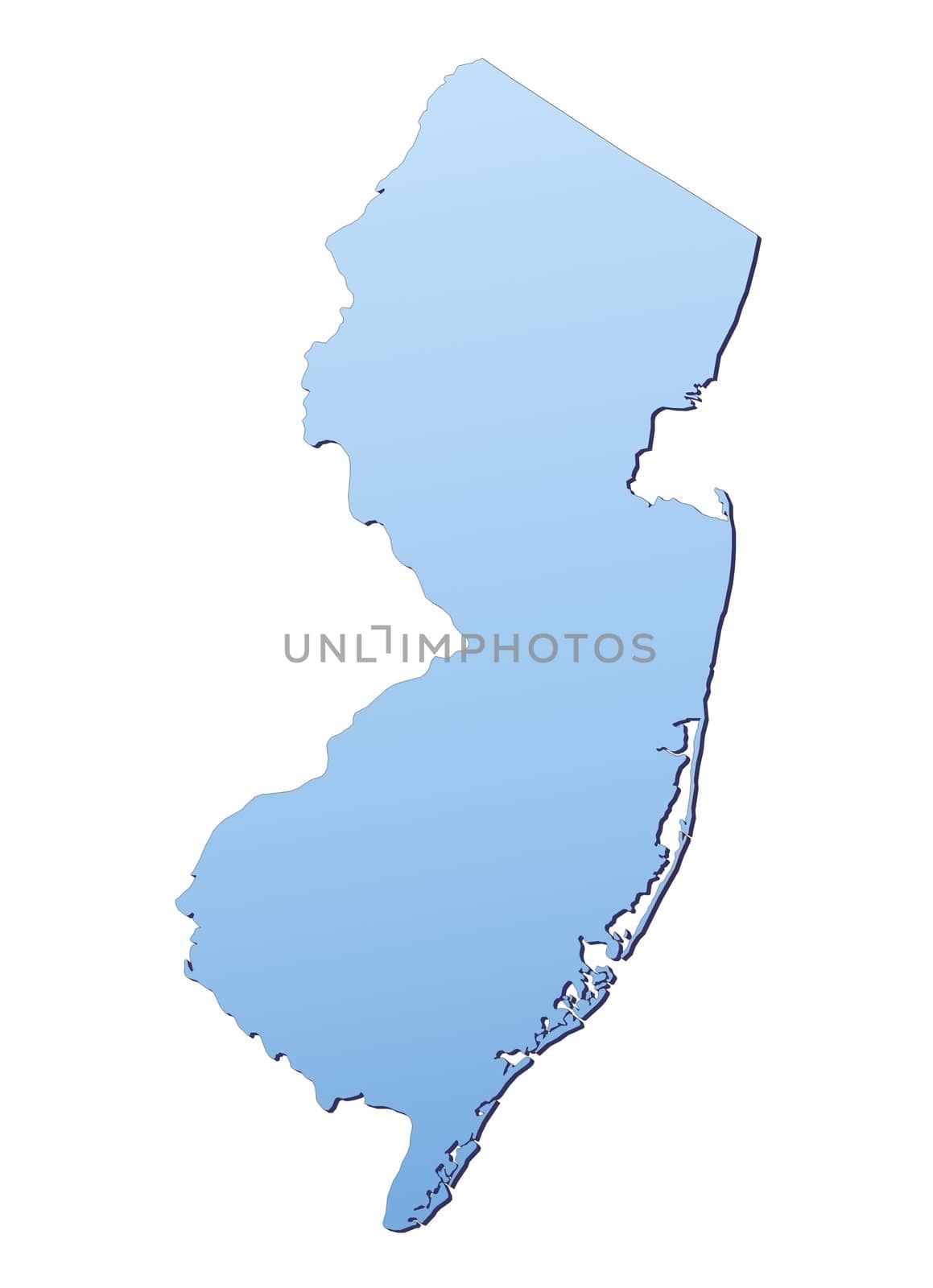 New Jersey(USA) map filled with light blue gradient. High resolution. Mercator projection.