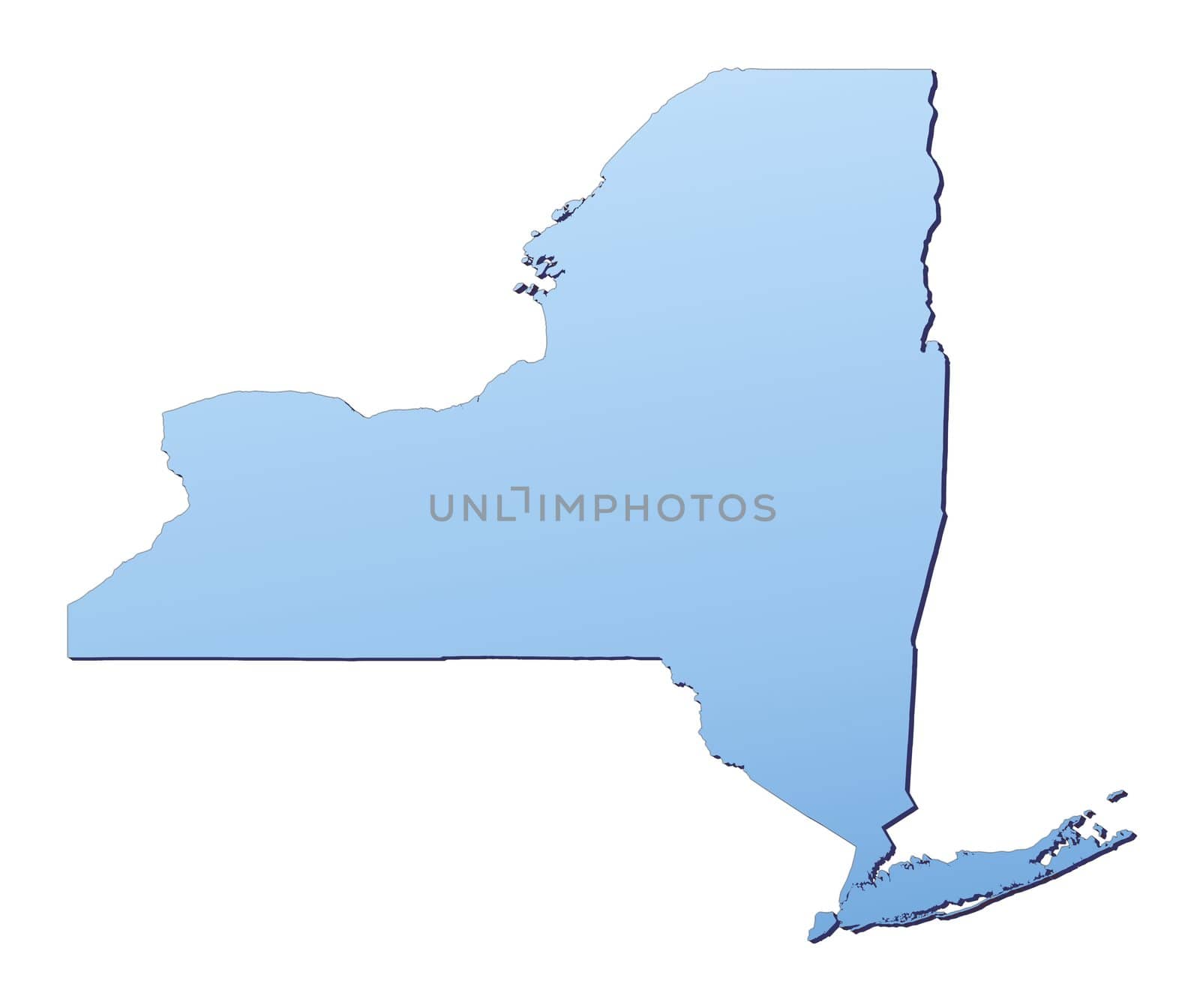 New York(USA) map filled with light blue gradient. High resolution. Mercator projection.