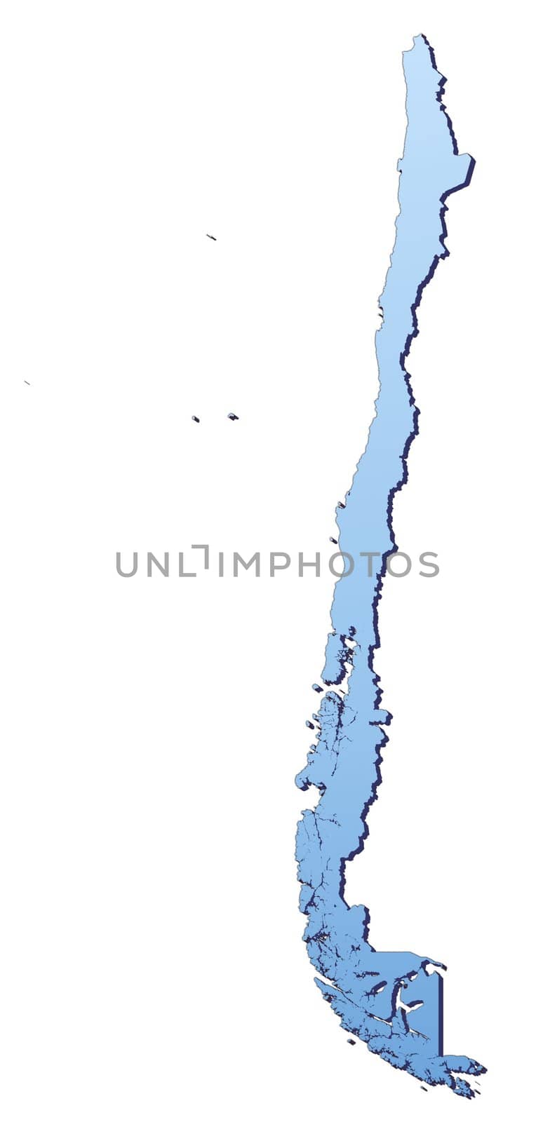 Chile map filled with light blue gradient. High resolution. Mercator projection.