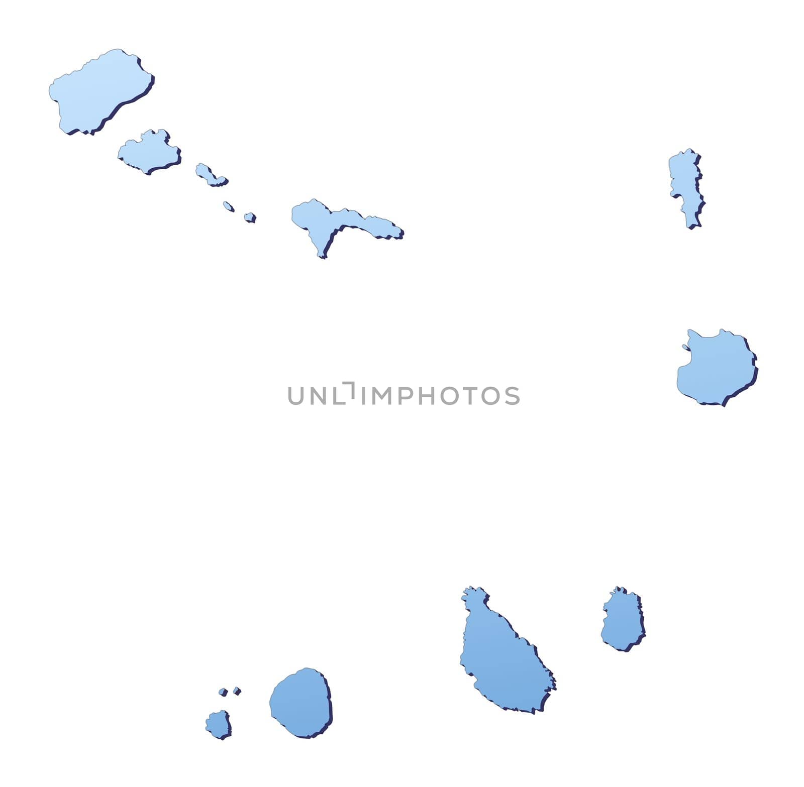 Cape Verde map filled with light blue gradient. High resolution. Mercator projection.