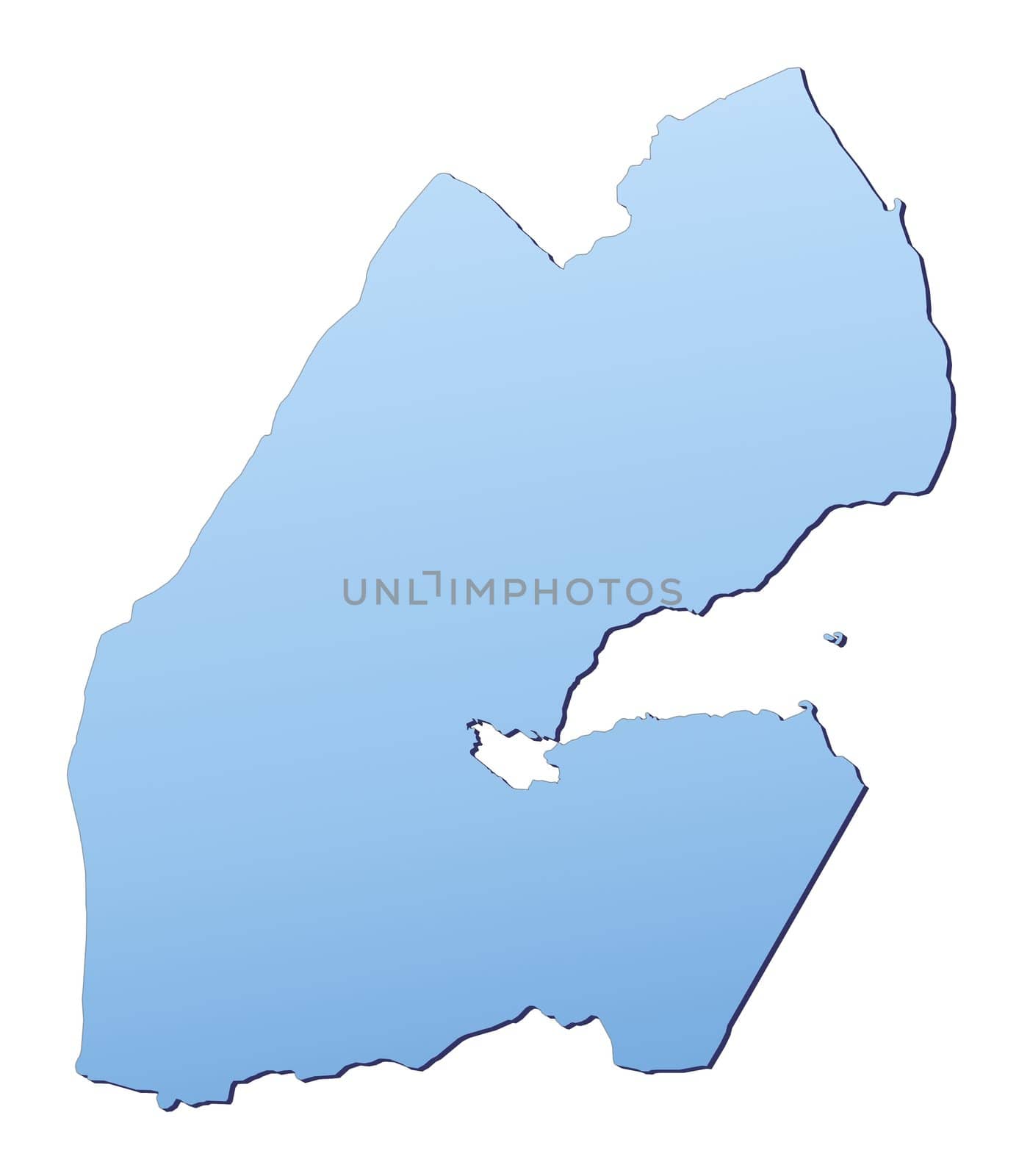 Djibouti map filled with light blue gradient. High resolution. Mercator projection.