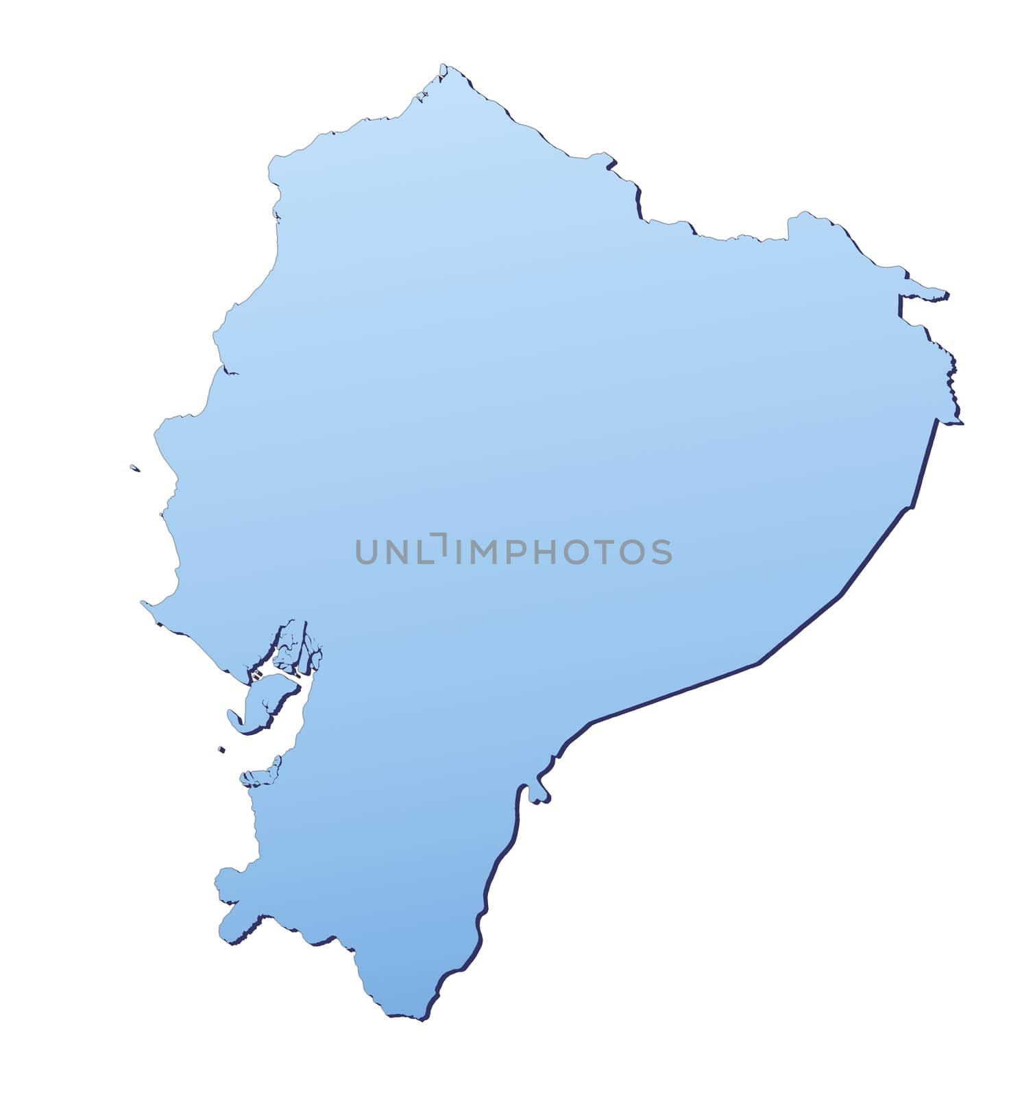 Ecuador map filled with light blue gradient. High resolution. Mercator projection.