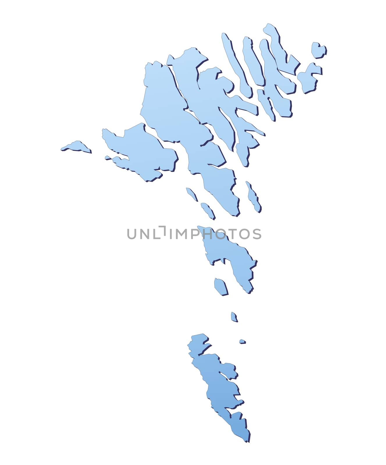 Faroe Islands map filled with light blue gradient. High resolution. Mercator projection.