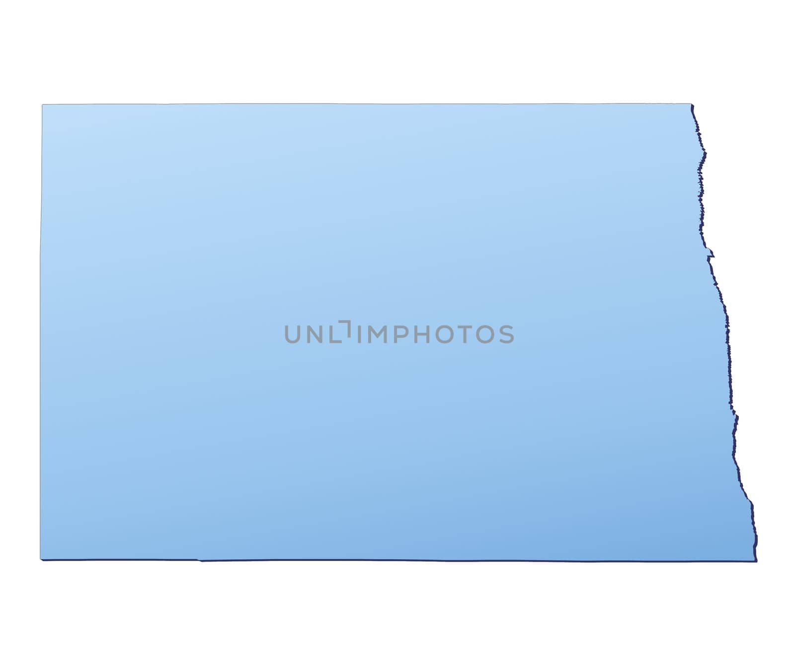 North Dakota(USA) map filled with light blue gradient. High resolution. Mercator projection.