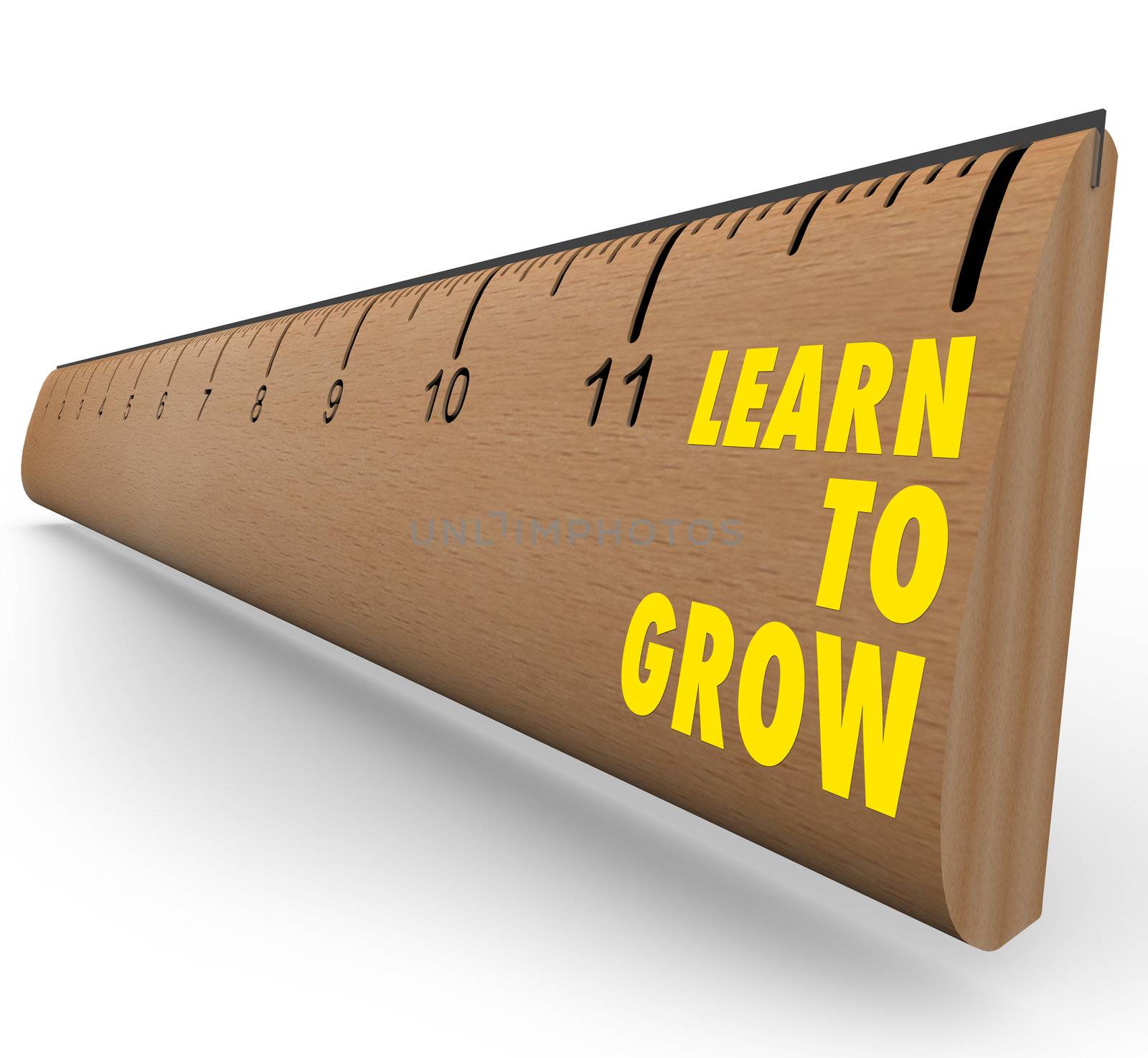A wooden ruler with the words Learn to Grow, symbolizing the benefits of lifelong learning