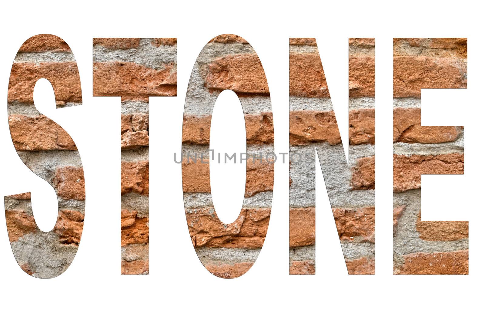 Stone arial font made of a brick wall 