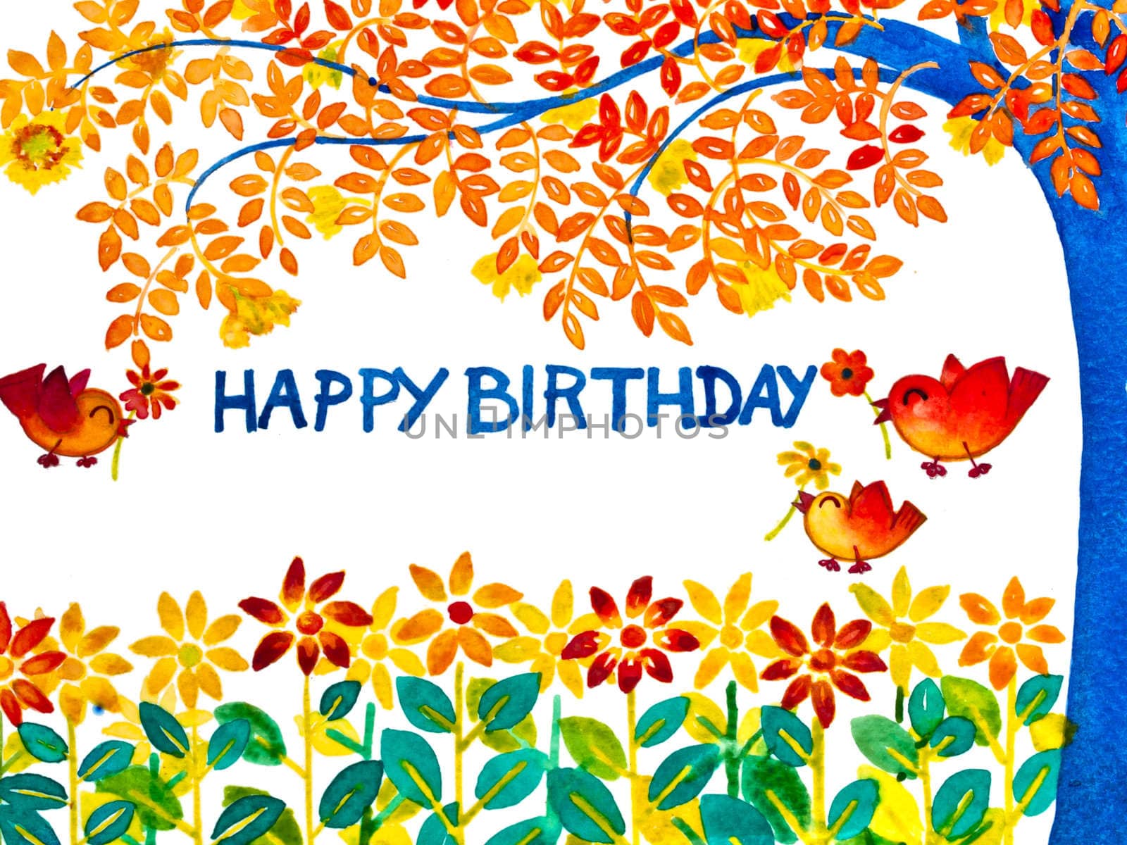 Colorful happy birthday greeting card by FrameAngel