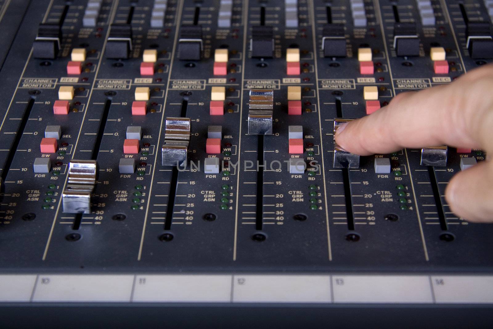 Faders at mixing pult by kaferphoto