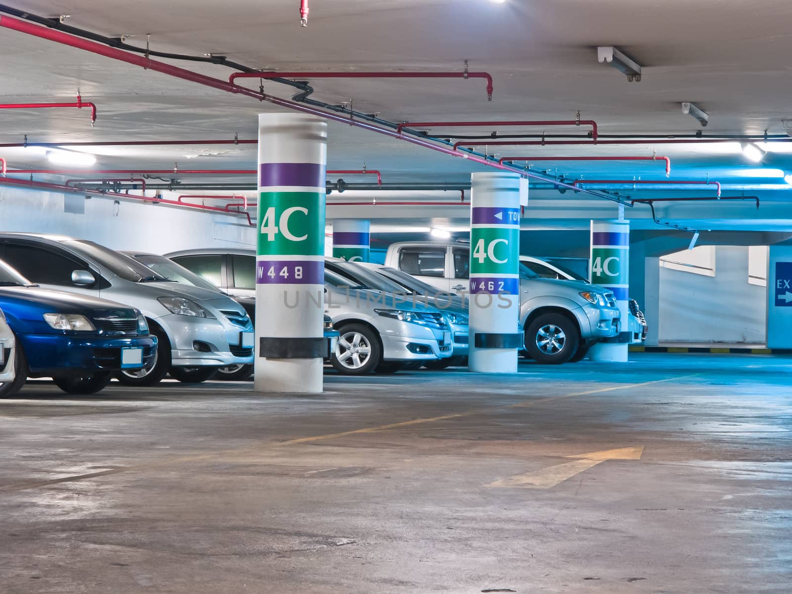 Bangkok, Thailand - April 07, The parking lot in underground on April 07, 2011 
in SCB Park Plaza Tower1, Thailand