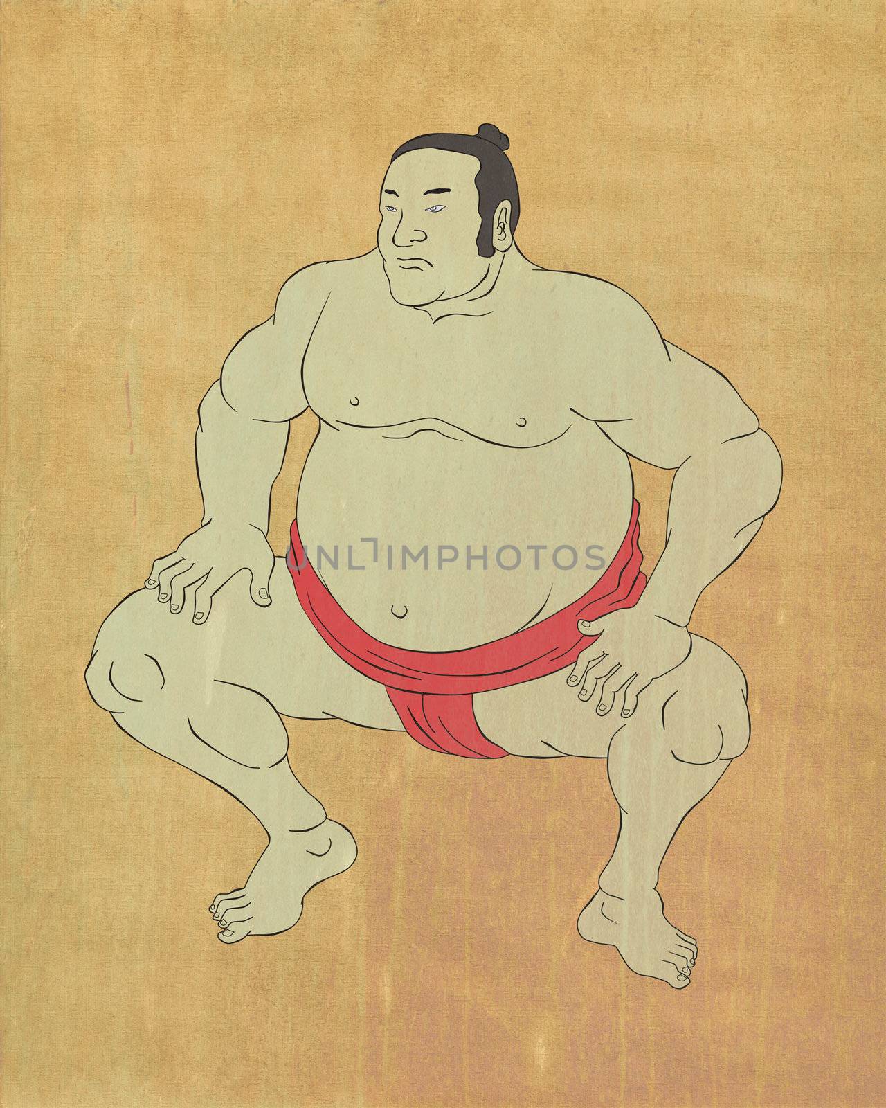illustration of a Japanese sumo wrestler done in cartoon style 