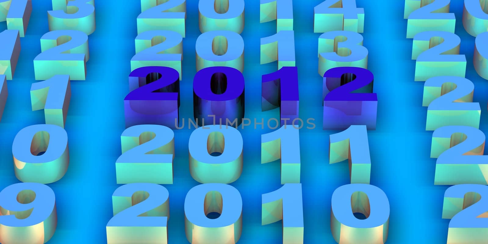 Illustration of 2012 new year render in 3D