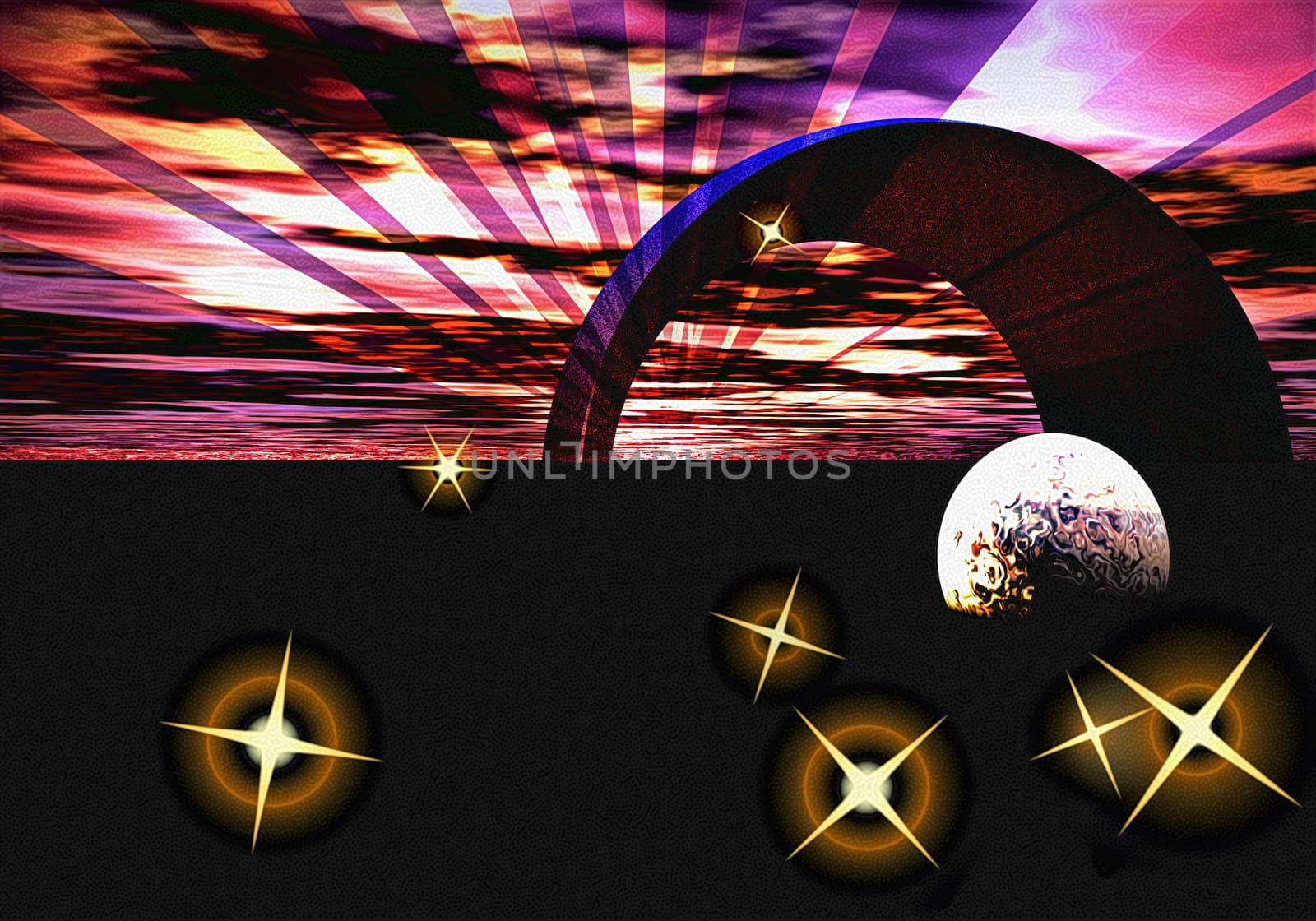 abstract creative symbolic image of cosmic objects