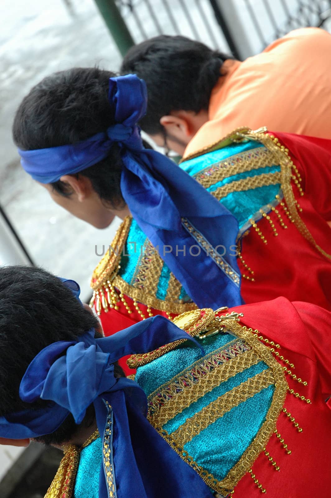 traditional dancer member from west java-indonesia, relaxing together