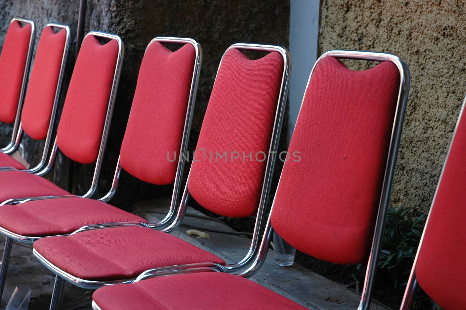 photograph of empty chair that used in small party