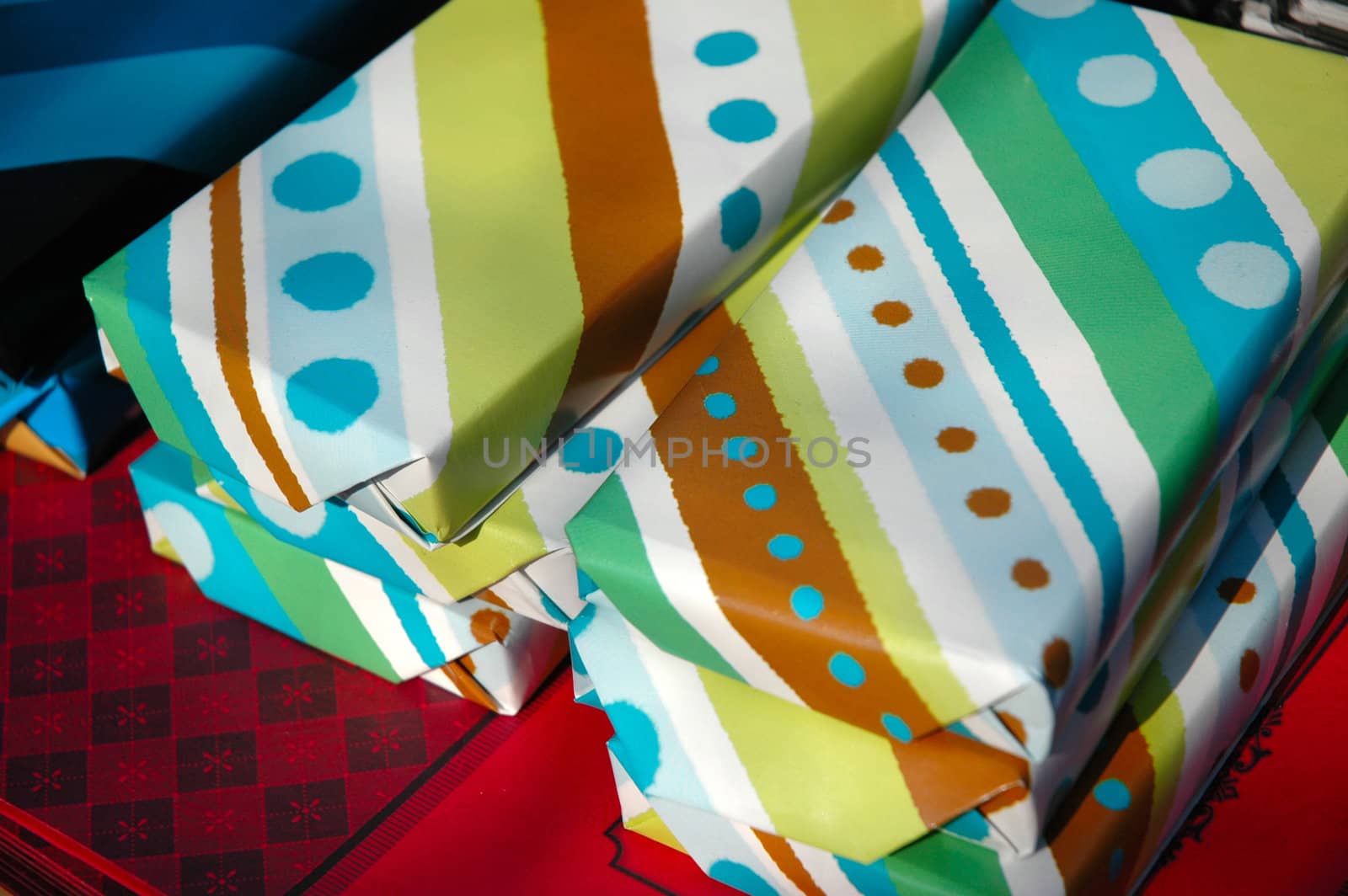 box of gift that wraped with colorfull dot paper