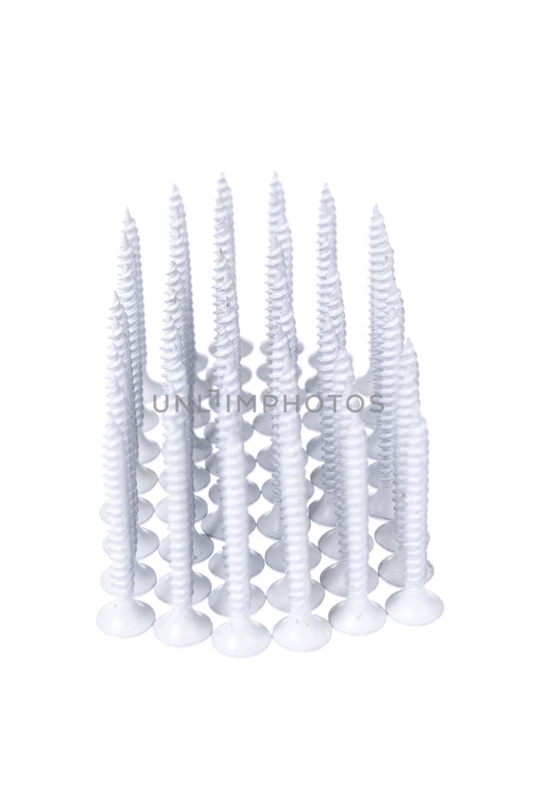 White Sheet rock screws used in construction and building