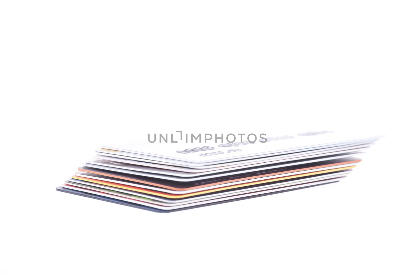 Stack of credit Cards isolated on the white background