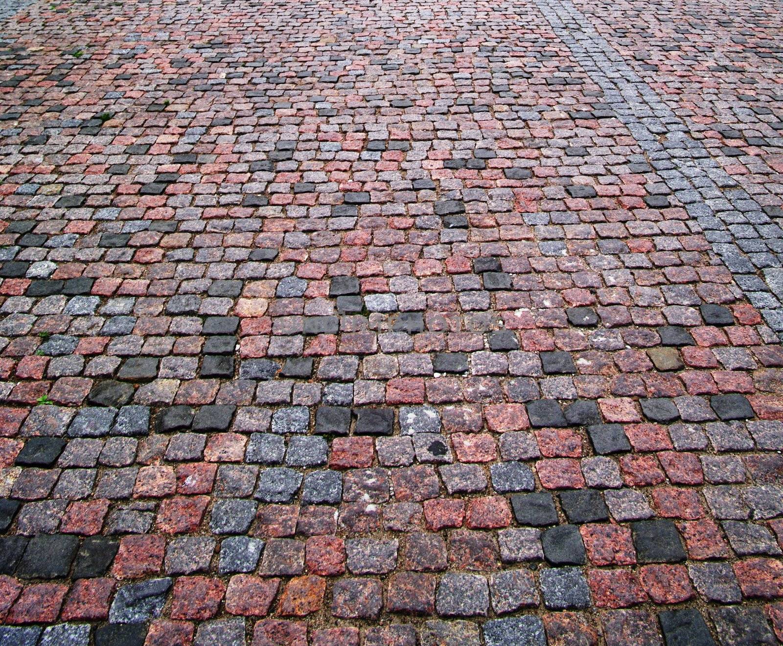 Old cobblestone pavement texture, background horizontal