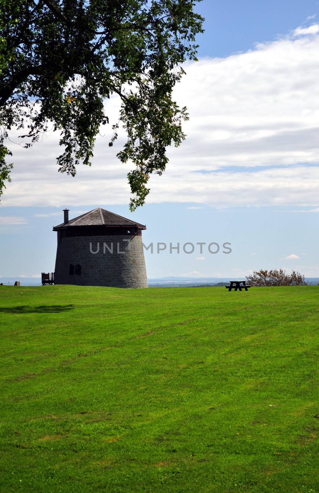 One of the three historic Martello towers that still remain in Quebec City, Canada.