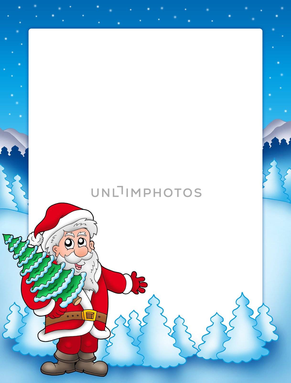 Christmas frame with Santa Claus 4 - color illustration.