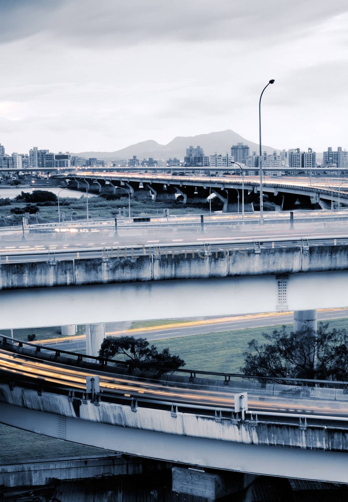 It is a beautiful cityscape of busy interchange.