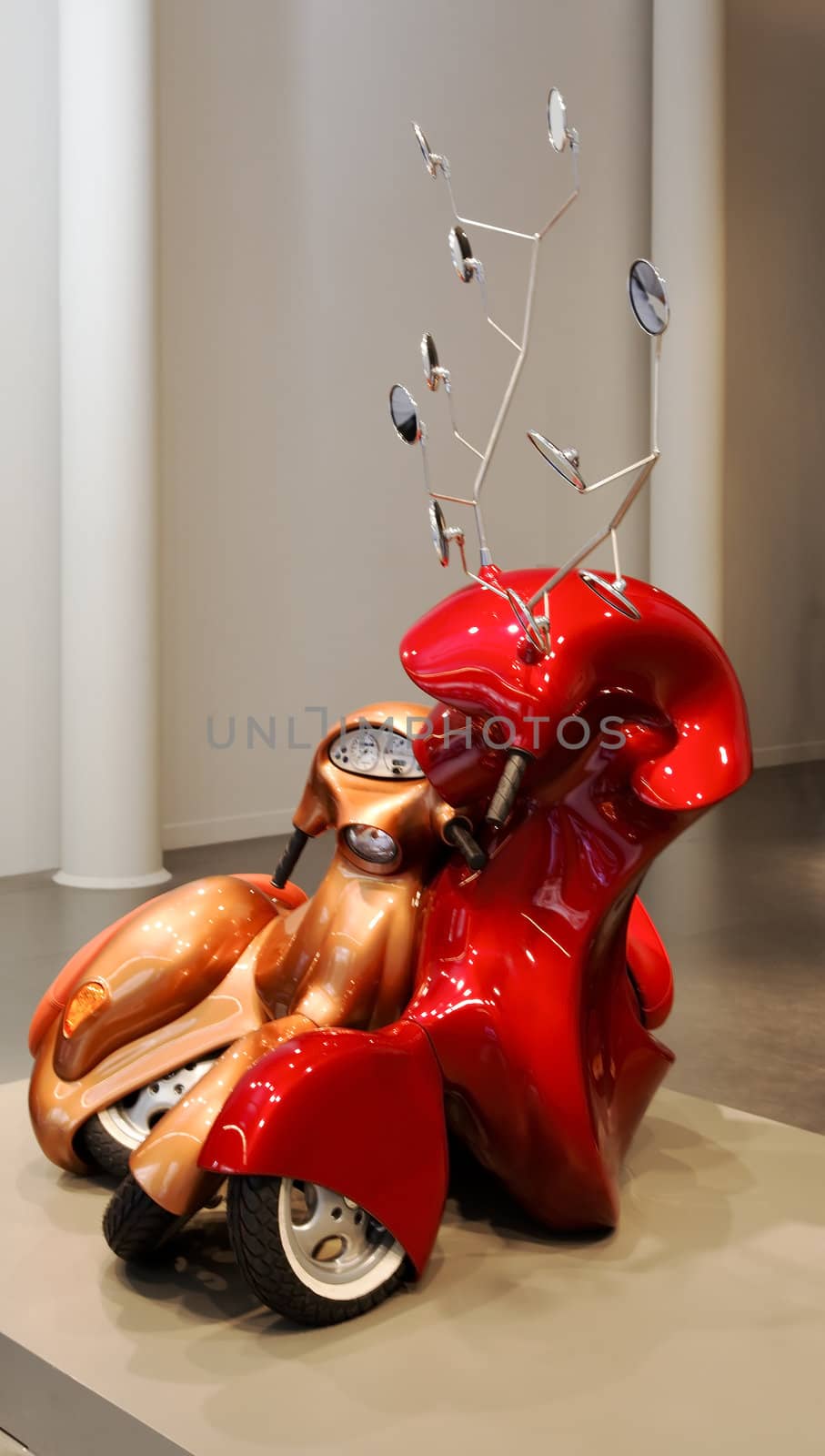 Istanbul, Turkey - June, 2011: Lovers sculpture by Patricia Piccinini art show at Arter Gallery Hold me close to your Heart exhibition