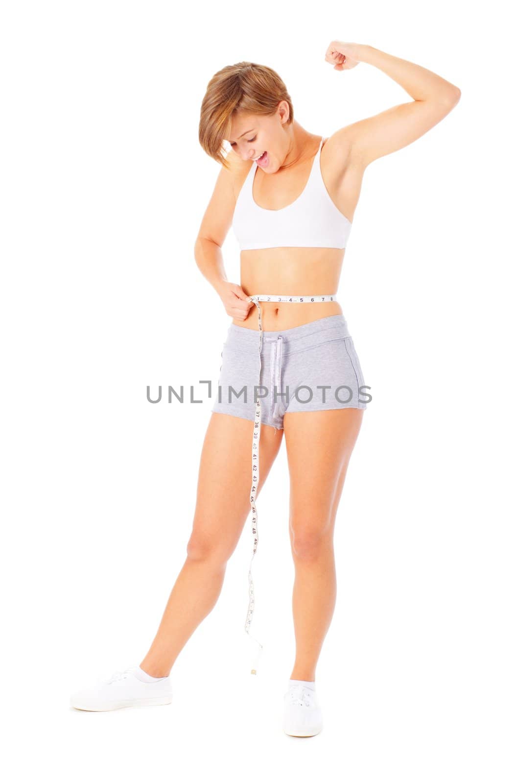 Young Woman Measuring Herself by cardmaverick