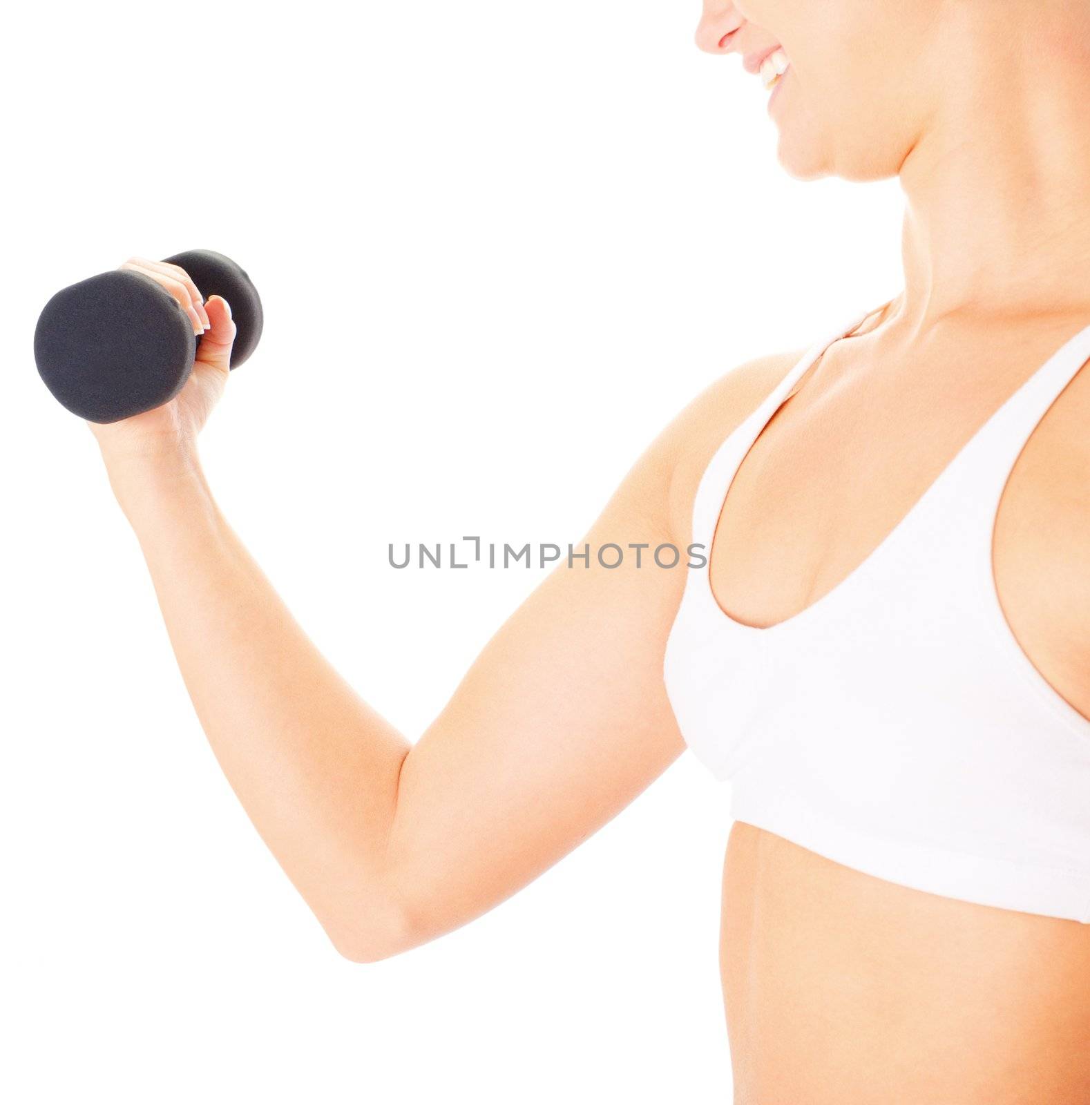 Young Woman Lifting Weights by cardmaverick