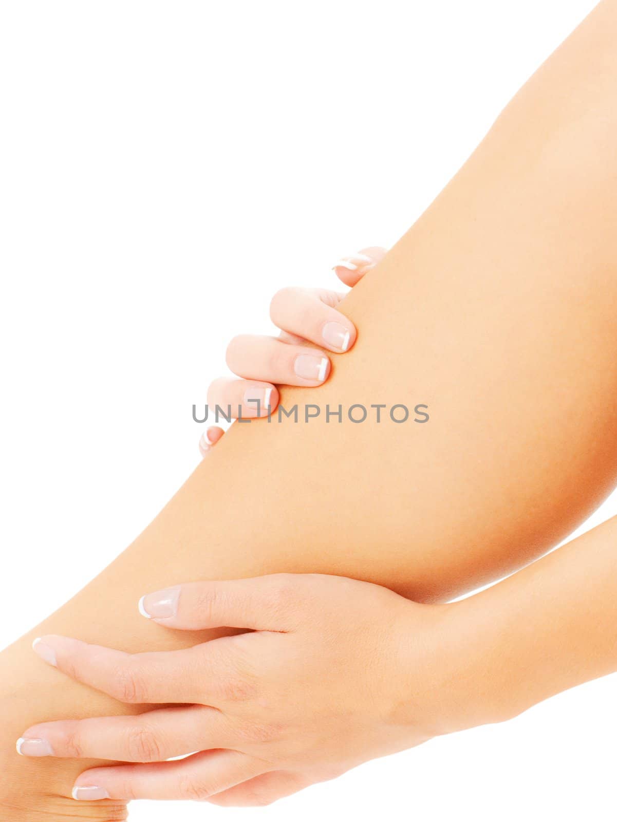 Woman Massaging Leg by cardmaverick