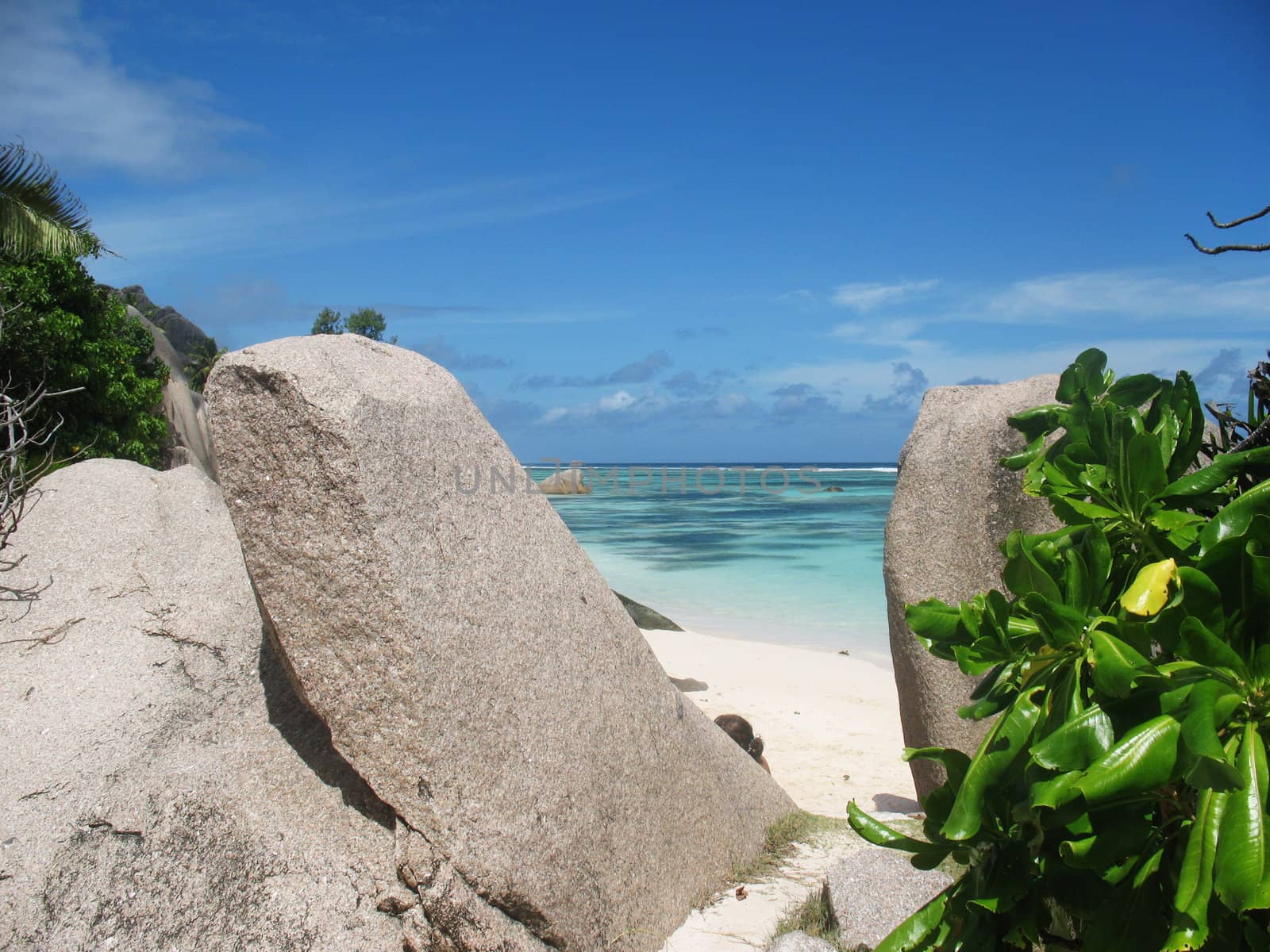 Beautifull seaside view on La Digue island, Seychelles
