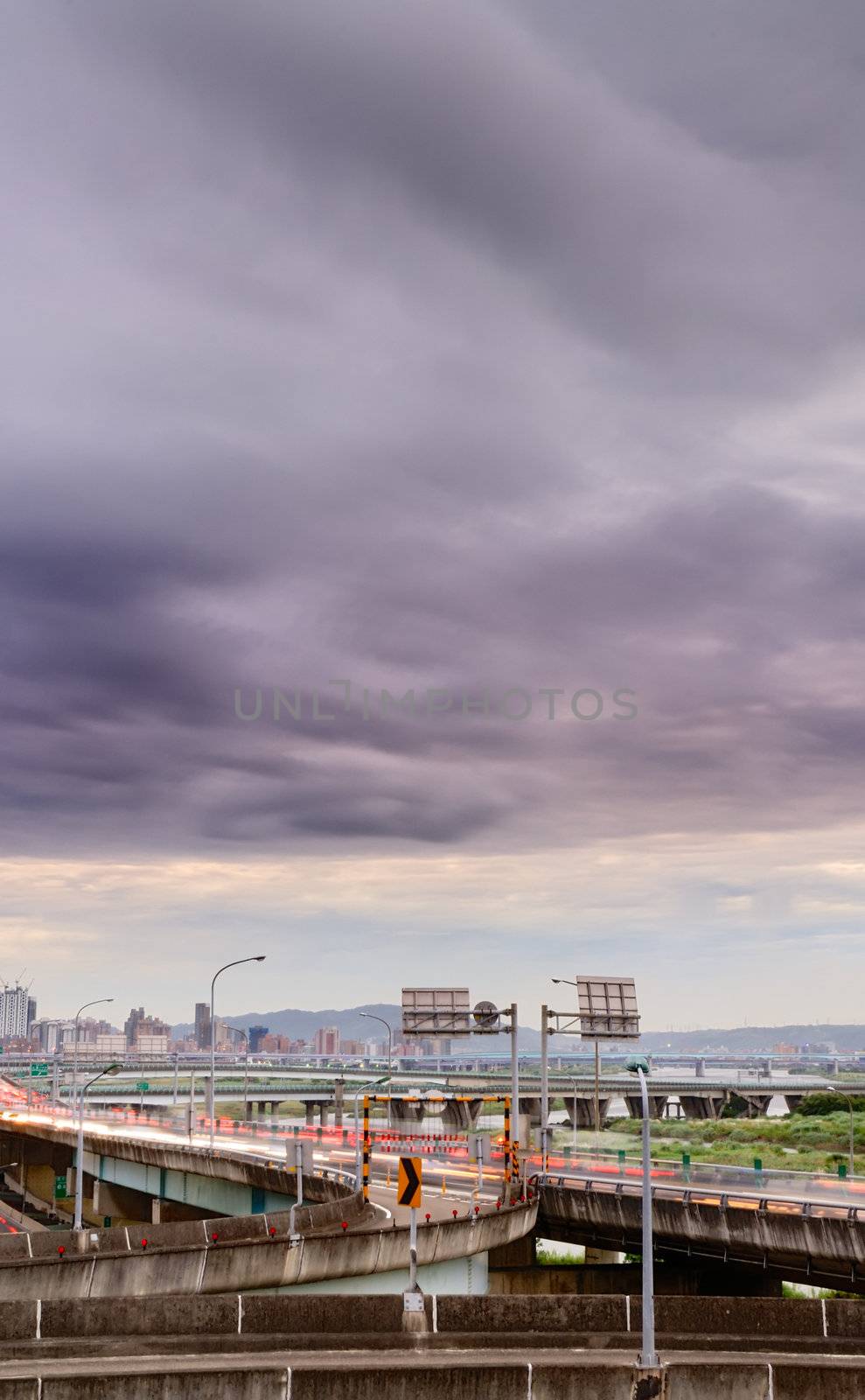 It is a beautiful cityscape of busy interchange.