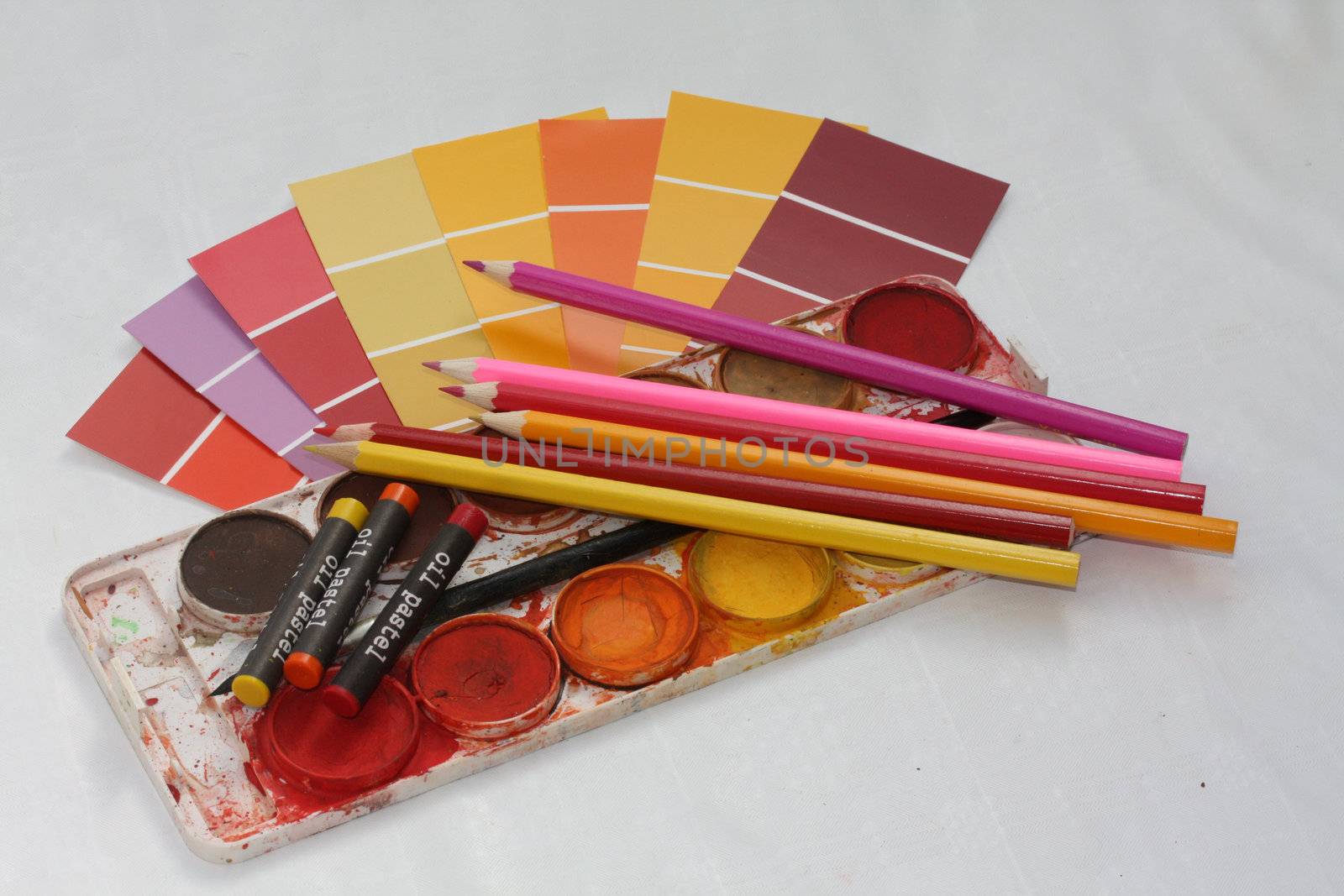 Collection of color samples, water colors and pencils by studioportosabbia