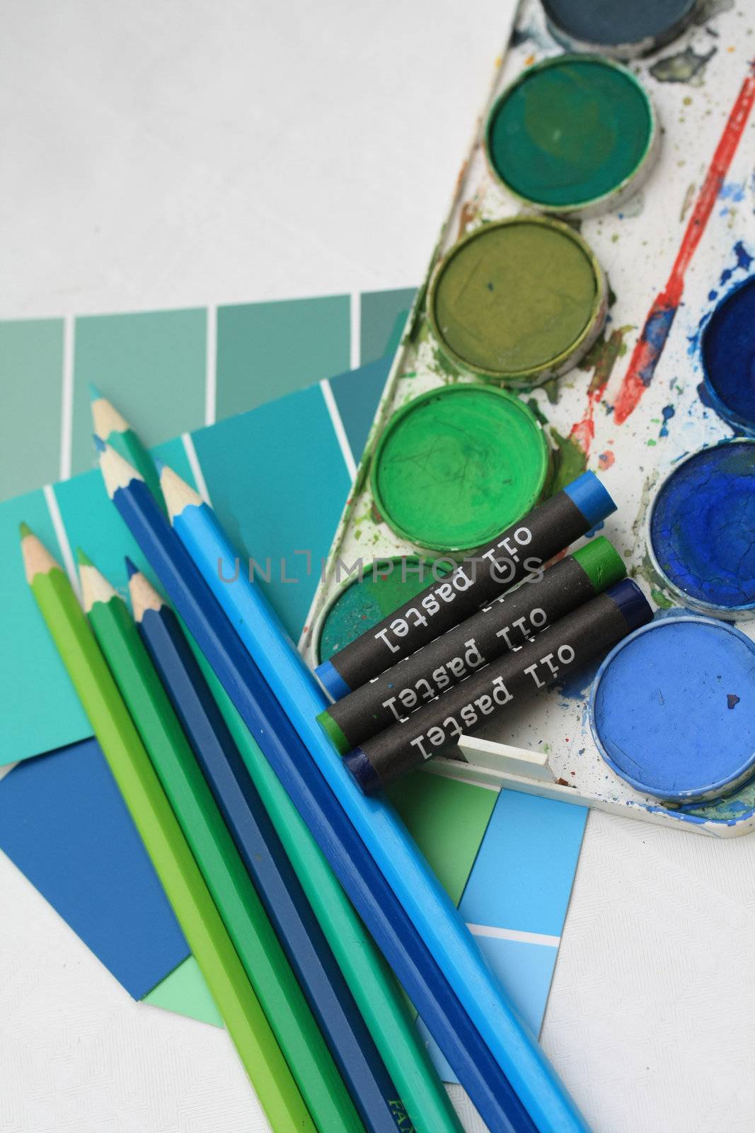 Collection of color samples, water colors and pencils by studioportosabbia