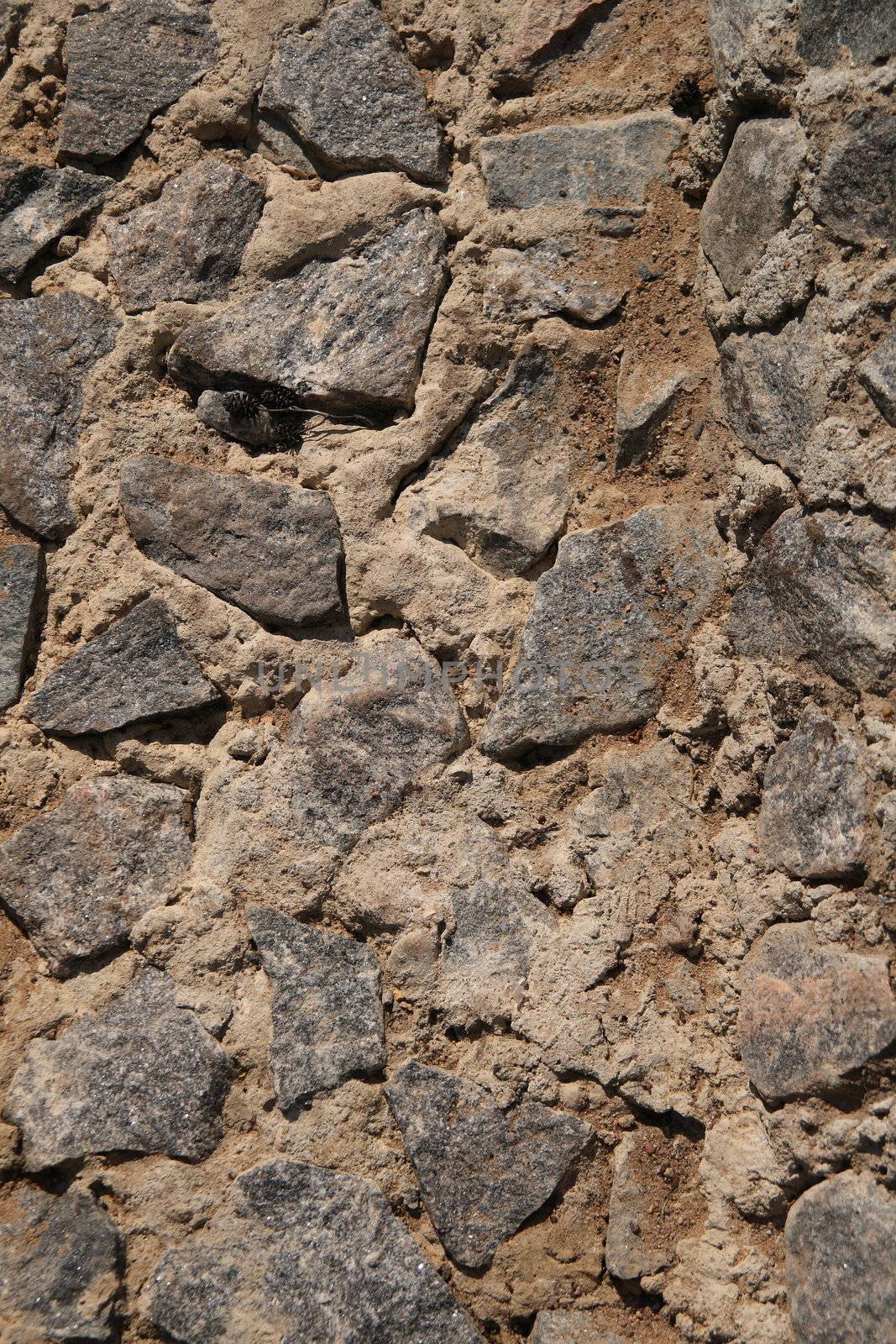 Restored ancient stone wall for surface texturing