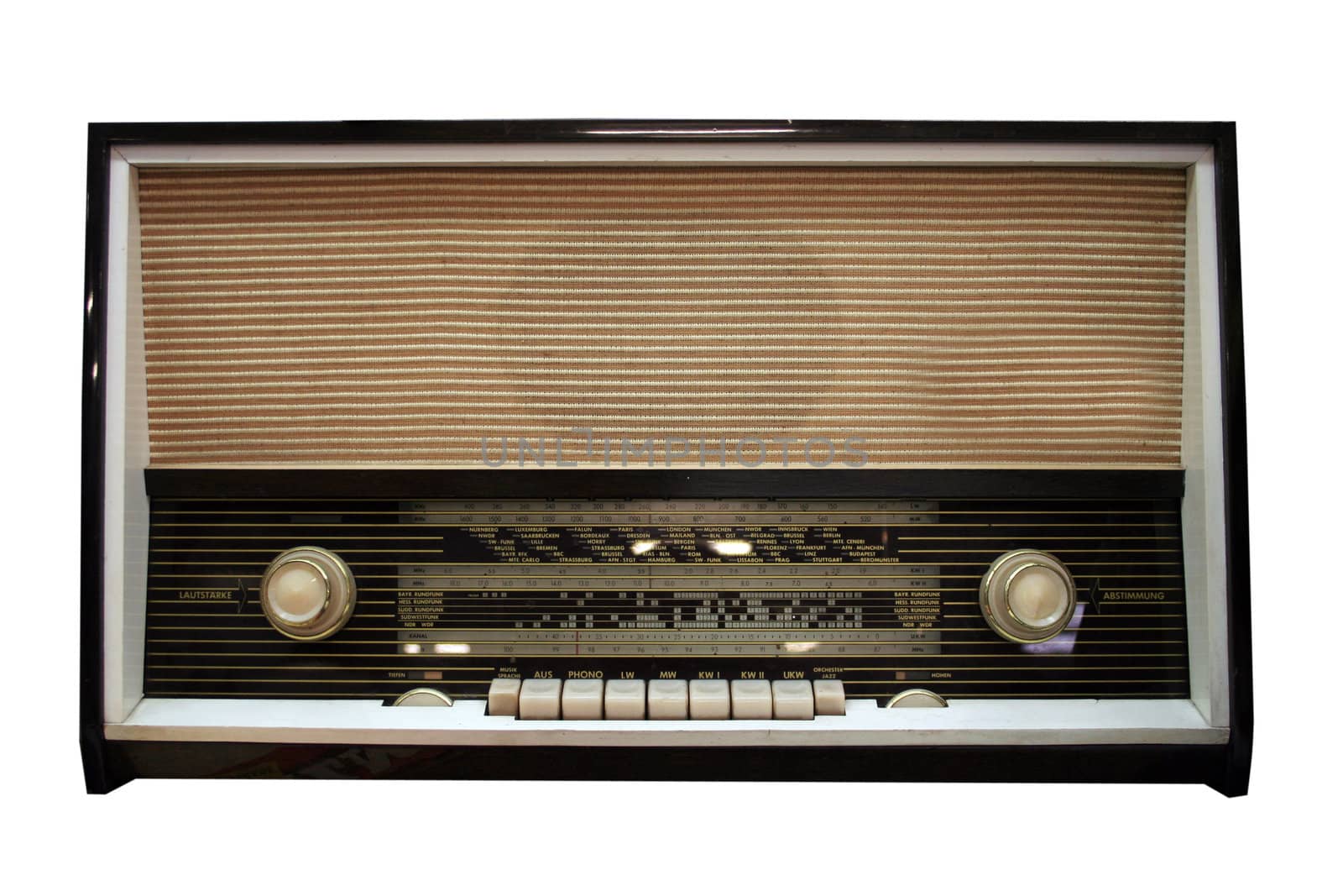 old aged wooden radio in retro look