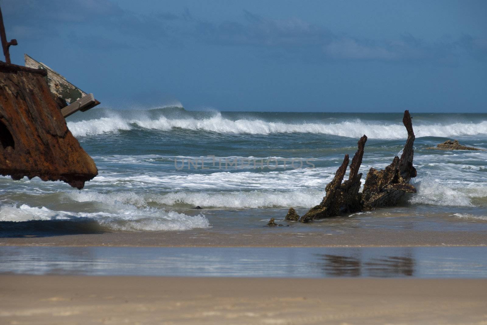 A Ship Wreck on the beach of Fraser Island, Queensland
