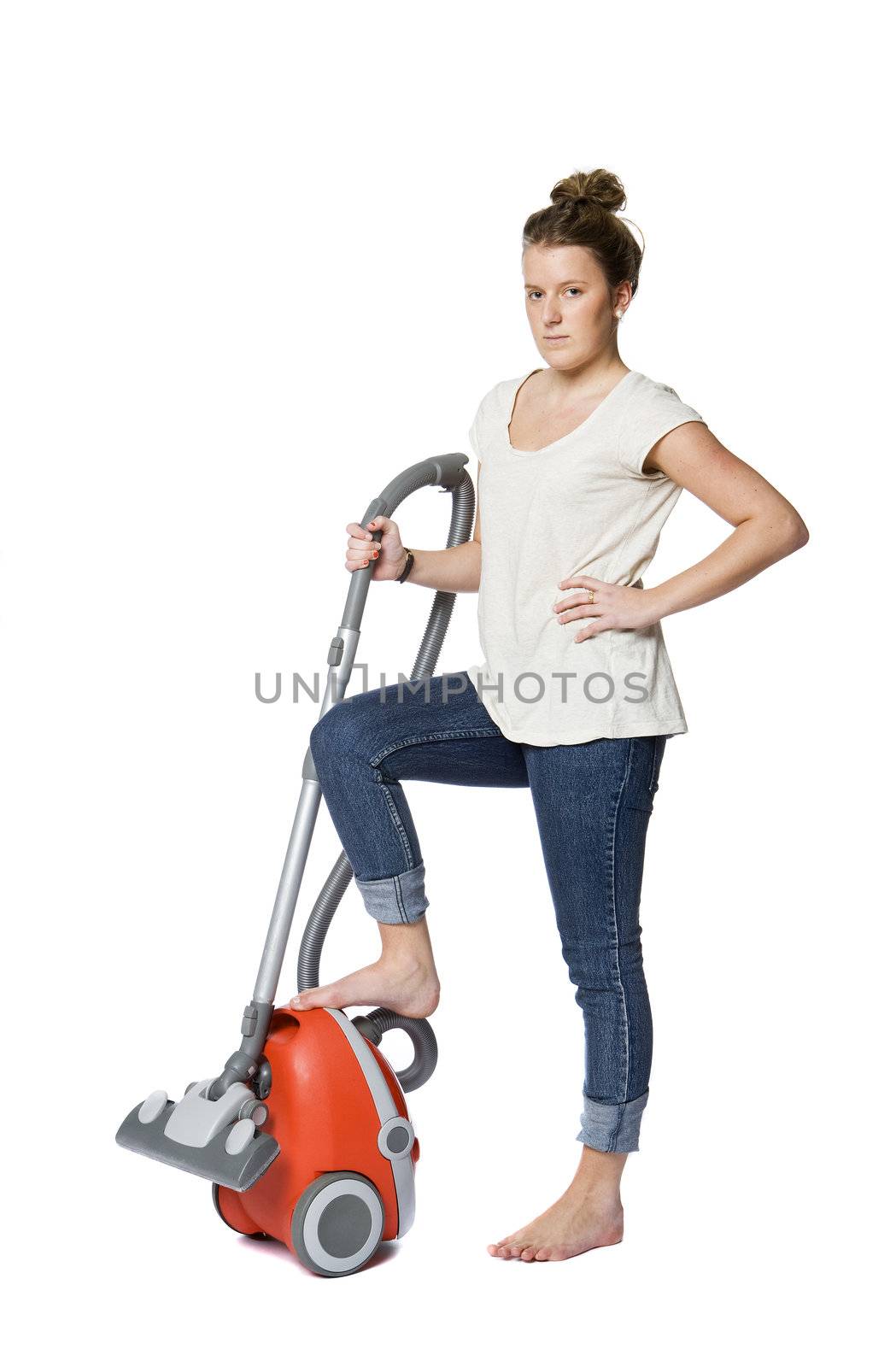 woman with vacuum cleaner