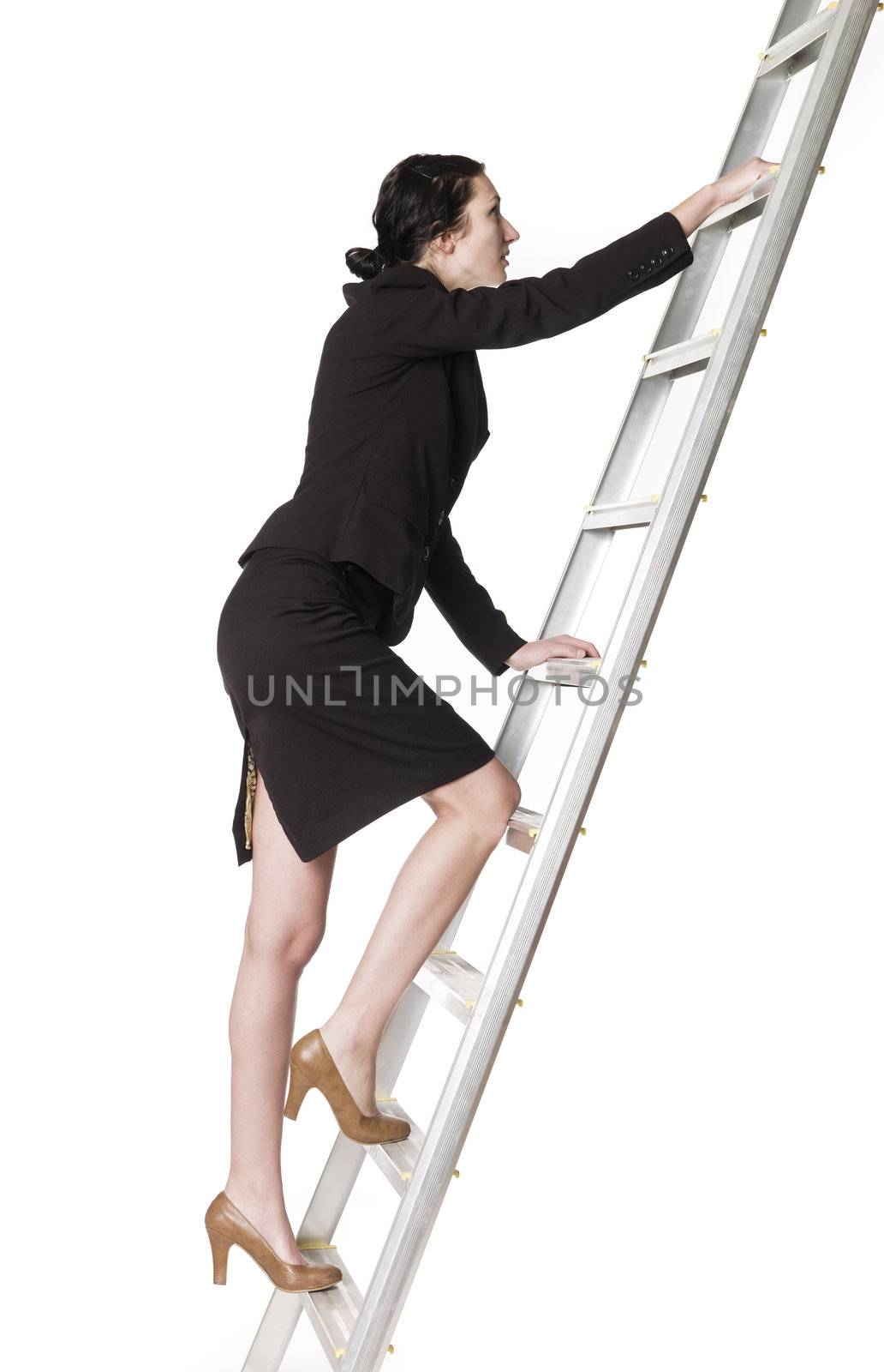Woman climbing up the ladder by gemenacom