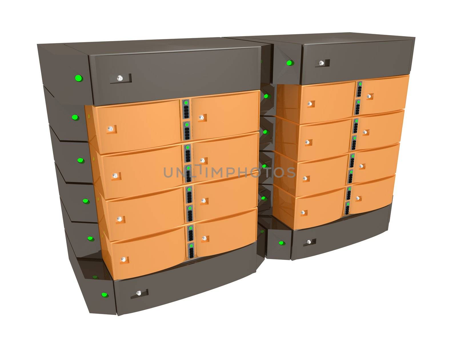 Computer generated image. Dual Server - Orange.