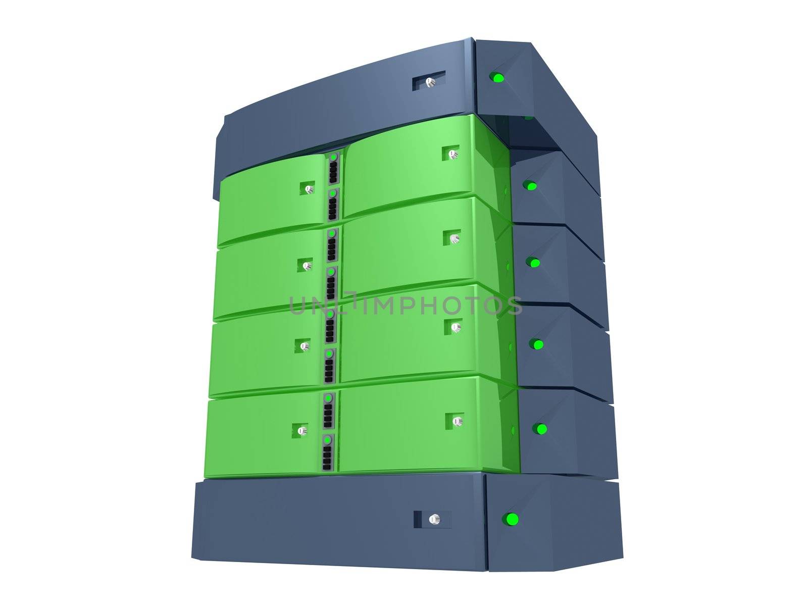 Computer generated image. Dual Server - Green.