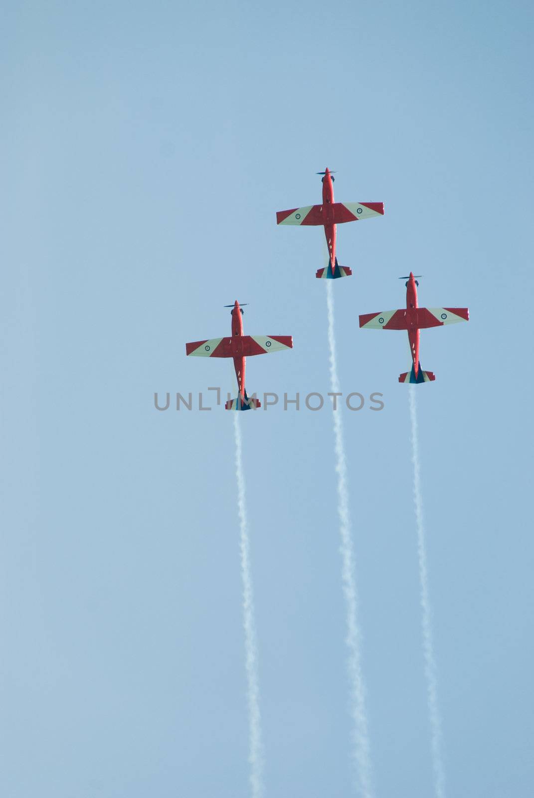 Royal Australian Air Force formation aerobatic display team; Roulettes performing at the fly pass.