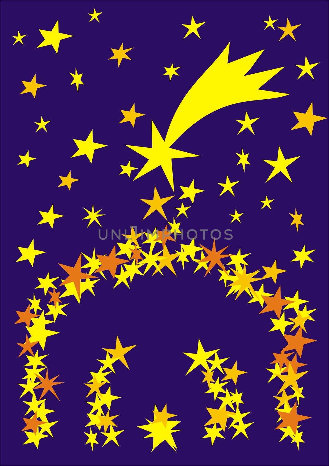 manger made of stars with blue background