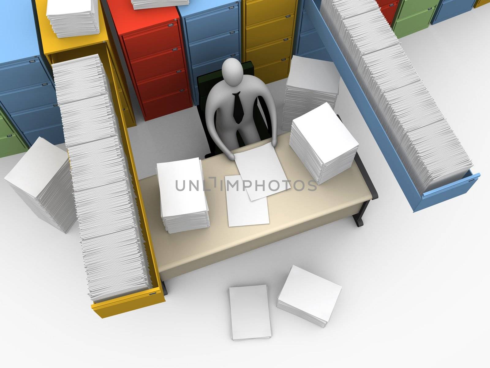 Computer generated image - Office Moments - Endless Paperwork.