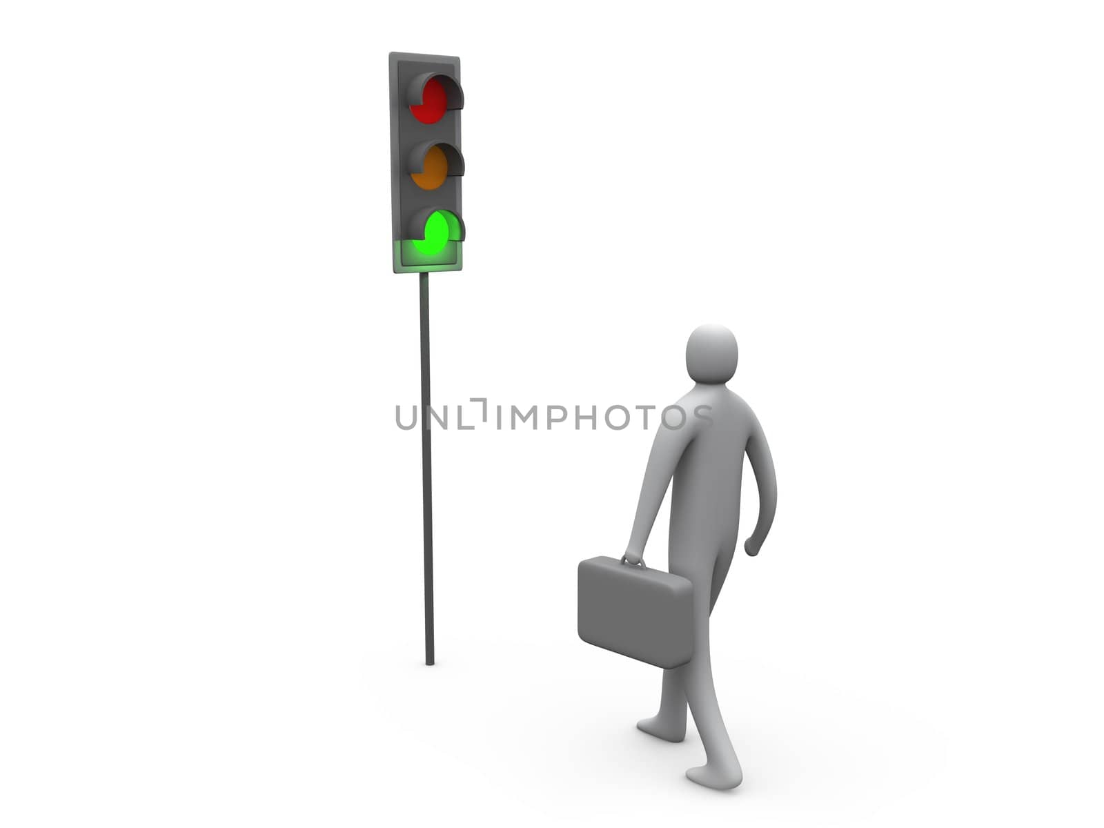Computer generated image - Traffic Light - Business Activity Started.