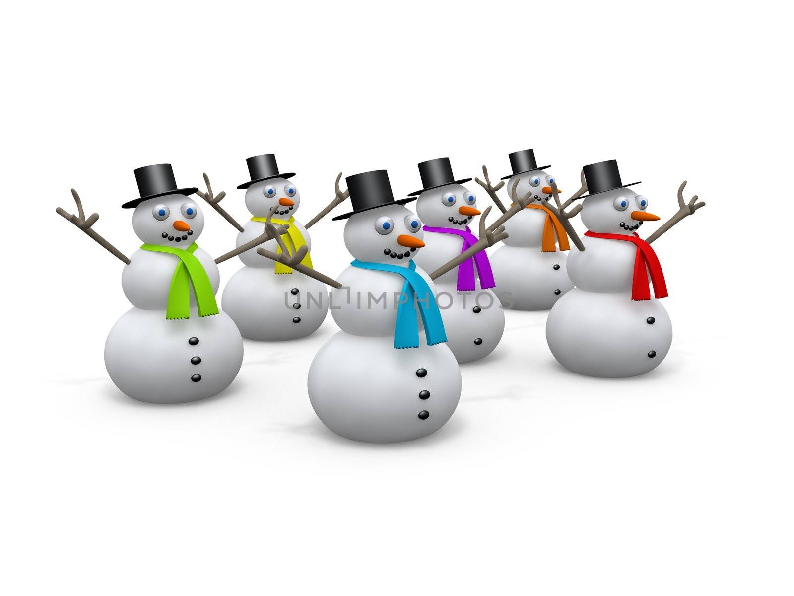 Computer generated image. - Holidays - Snowmen.